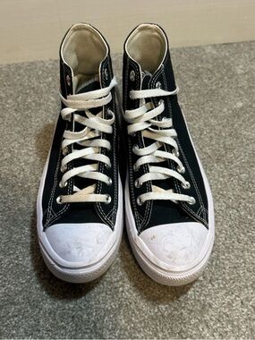 Converse Black and White High-Top Platform Sneakers